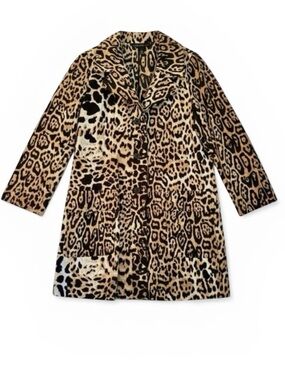 Chico’s Black Label Leopard Animal Print Short Rain Trench Coat Mobwife Size 8